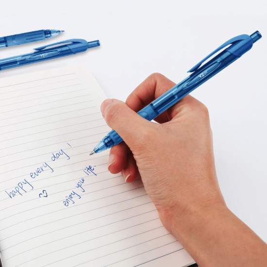 FLAIR V2 Retractable 0.7mm Gel Pen Box Pack | Water Proof, Smudge Free & Refillable Ink For Smooth Writing Experience | Comfortable Grip For Easy Handling | Blue Ink, Pack of 10 Pens