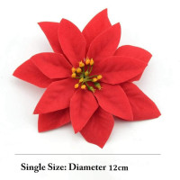 VRB Dec™ Christmas Poinsettias Red/Gold Velvet Decorative Artificial Flowers Christmas Flowers of Velvet Decorations Items/Tree/Decoration Items (Red (Pack of 12))