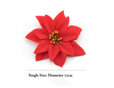 VRB Dec™ Christmas Poinsettias Red/Gold Velvet Decorative Artificial Flowers Christmas Flowers of Velvet Decorations Items/Tree/Decoration Items (Red (Pack of 12))