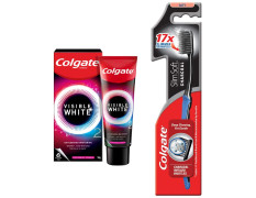 Colgate Visible White O2 & Slim Soft Charcoal Toothbrush - Revolutionary Teeth Whitening & Deep Cleaning