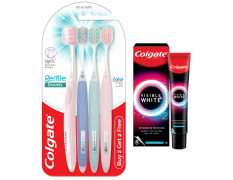 Colgate Gentle Enamel Ultra Soft Bristles Manual Toothbrush for adults, 4 Pcs & Colgate Visible White O2, Teeth Whitening Toothpaste, Aromatic Mint, 25g