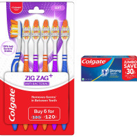 Colgate Strong Teeth Toothpaste & ZigZag Anti-Bacterial Toothbrush - Superior Oral Care Colgate Strong Teeth Toothpaste & ZigZag Anti-Bacterial Toothbrush - Superior Oral Care
