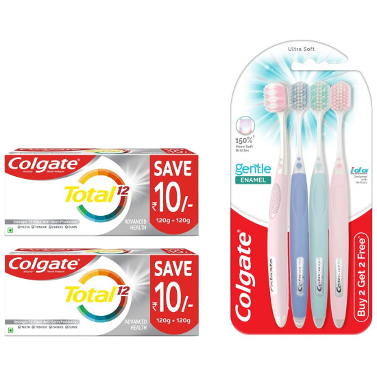 Colgate Total Whole Mouth Health & Gentle Enamel Toothbrush Saver Pack - Advanced Oral Care Colgate Total Whole Mouth Health & Gentle Enamel Toothbrush Saver Pack - Advanced Oral Care