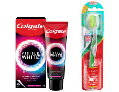 Colgate Visible White O2, Teeth Whitening Toothpaste, Peppermint Sparkle, 50g & Colgate Slim Soft Advanced Toothbrush - 1 Piece (Ultra Soft)