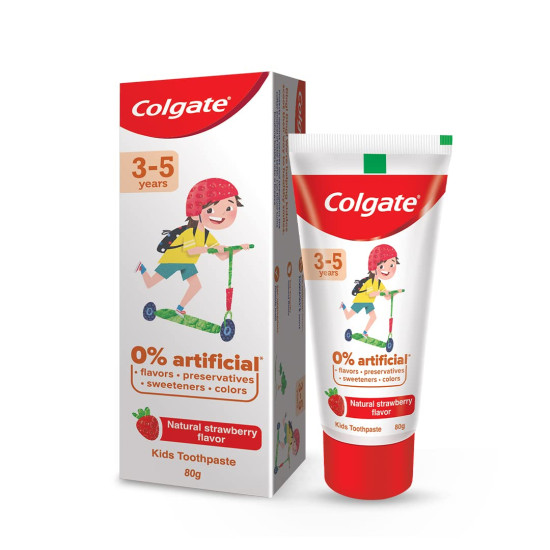 Colgate Gentle UltraFoam Ultra Soft Bristles, 2 Pcs, Multicolor & Colgate Toothpaste for Kids (3-5 years), Natural Strawberry Flavour - 80 gr Tube