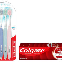 Colgate Gentle Enamel Ultra Soft Bristles Manual Toothbrush for adults, 4 Pcs & Colgate Visible White Teeth Whitening Toothpaste, Protects Enamel, Removes Stains, With Whitening Accelerators, 165g
