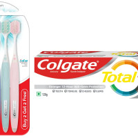 Colgate Gentle Enamel Ultra Soft Bristles Manual Toothbrush for adults, 4 Pcs (Buy2 Get 2), Soft Bristles for Enamel Care,Multicolor & Colgate Total Advanced Health Cavity Protection Toothpaste - 120g