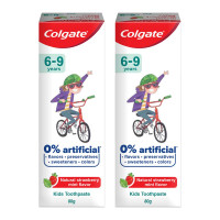 Colgate Kids Anticavity Toothpaste 6-9 Years, 160g (80g x 2), Natural Strawberry Mint Flavour, 0% Artificial & Colgate Gentle Enamel Ultra Soft Bristles, 4 Pcs (Buy2 Get 2),Multicolor