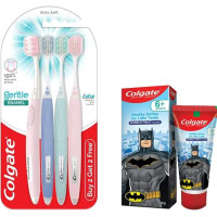 Colgate Gentle Enamel Toothbrush & Batman Anticavity Toothpaste - Ultra Soft Bristles & Bubble Fruit Flavour