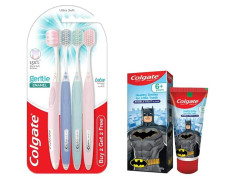 Colgate Gentle Enamel Toothbrush & Batman Anticavity Toothpaste - Ultra Soft Bristles & Bubble Fruit Flavour