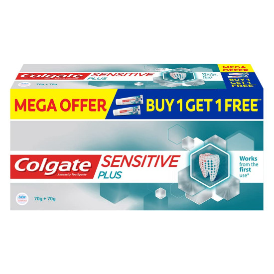 Colgate Gentle Enamel Ultra Soft Bristles Manual Toothbrush for adults, 4 Pcs & Colgate Sensitive Plus Toothpaste, With Pro Argin Formula for Sensitivity Relief, 70gm (Buy 1 Get 1 Free)