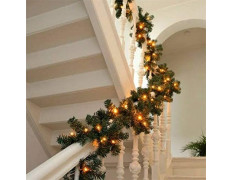 Forty Wings 9 Ft/Feet Green Pine Christmas Tinsel Christmas Garlands Ribbon for New Year Xmas Gifts Ornaments, String Garlands, Home Office Railing Decor