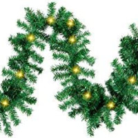 Forty Wings 9 Ft/Feet Green Pine Christmas Tinsel Christmas Garlands Ribbon for New Year Xmas Gifts Ornaments, String Garlands, Home Office Railing Decor