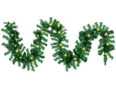Forty Wings 9 Ft/Feet Green Pine Christmas Tinsel Christmas Garlands Ribbon for New Year Xmas Gifts Ornaments, String Garlands, Home Office Railing Decor