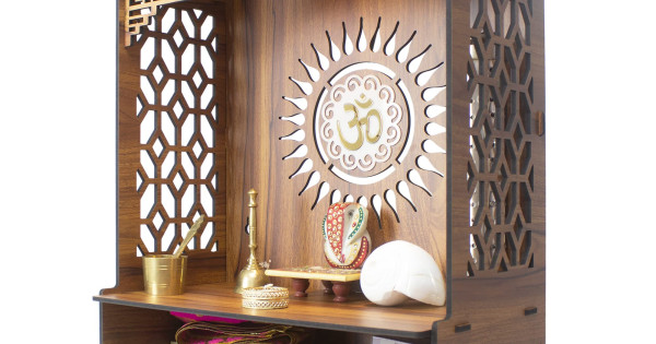 House Temple, Wooden Temple, Pooja Mandir for Home (Large - 24 X 12 X 30 (WxDxh) Inch, Walnut House Temple, Wooden Temple, Pooja Mandir for Home (Large - 24 X 12 X 30 (WxDxh) Inch, Walnut