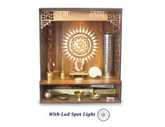 Heartily® Shlok Beautiful Wooden Pooja Mandir for Home or Puja Temple Stand for Office and Shops with Led spot Light (H- 18, L- 16, W-8.75 Inch)