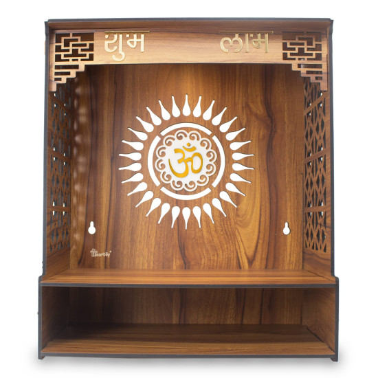 Heartily® Shlok Beautiful Wooden Pooja Mandir for Home or Puja Temple Stand for Office and Shops with Led spot Light (H- 18, L- 16, W-8.75 Inch)