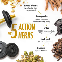 Kapiva Shilajit/Shilajeet Gold 60 Capsules | Contains 24 Carat Gold | For Stamina, Muscle Growth & Energy | Ashwagandha, Gokshura, Safed Musali & Other Action Herbs & 100% Ayurvedic