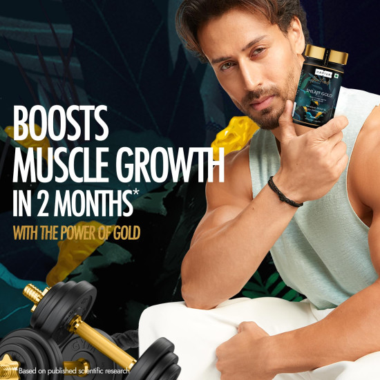 Kapiva Shilajit/Shilajeet Gold 60 Capsules | Contains 24 Carat Gold | For Stamina, Muscle Growth & Energy | Ashwagandha, Gokshura, Safed Musali & Other Action Herbs & 100% Ayurvedic