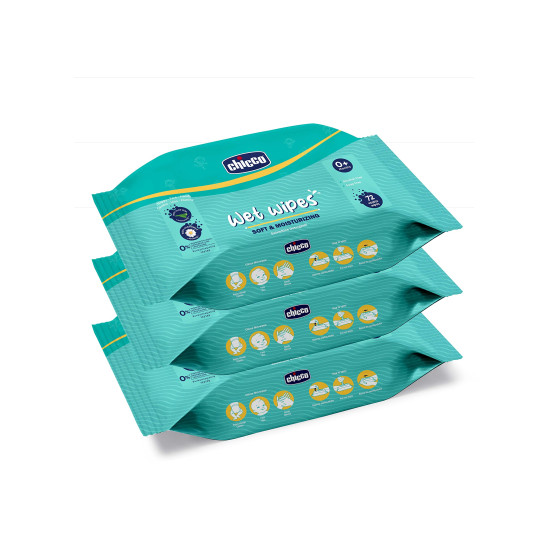 CHICCO Wet Wipes 216PCS(72PCS X 3 Packs)