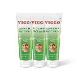 Vicco Aloe Vera Face Wash, Pure Aloe Vera Extracts, Soft, Smooth & Healthy Skin, Fights Pimples & Acne, Suitable for All Skin Types, Pack of 3 (70 gm) (3)