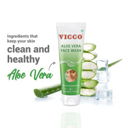 Vicco Aloe Vera Face Wash, Pure Aloe Vera Extracts, Soft, Smooth & Healthy Skin, Fights Pimples & Acne, Suitable for All Skin Types, Pack of 3 (70 gm) (3)