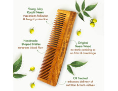 Nat Habit - Back to Natural Secrets Everyday Dual Tooth Wooden Kacchi Neem Comb & Hibiscus Hair NutriMask for Growth, Hairfall Control & Smoothening (Combo Pack of 3)