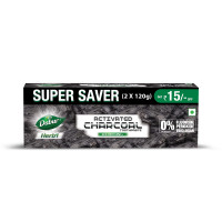 DABUR Herb'L Activated Charcoal Toothpaste-240G (120Gx2,Pack Of 2)|Black Gel Toothpaste|Whitening |Fluoride Free|Fights Plaque&Extrinsic Stains|With Power Of Mint|Cool&Refreshing Mouth Experience