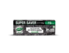 DABUR Herb'L Activated Charcoal Toothpaste-240G (120Gx2,Pack Of 2)|Black Gel Toothpaste|Whitening |Fluoride Free|Fights Plaque&Extrinsic Stains|With Power Of Mint|Cool&Refreshing Mouth Experience