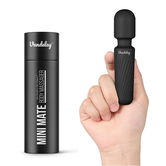 Vandelay Mini Portable Body Massager | USB Rechargeable | Waterproof Handheld Massager | 10 Massage Modes & 8 Speeds | Ideal for Neck, Shoulder, Back & Full Body Use | Black