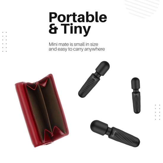 Vandelay Mini Portable Body Massager | USB Rechargeable | Waterproof Handheld Massager | 10 Massage Modes & 8 Speeds | Ideal for Neck, Shoulder, Back & Full Body Use | Black