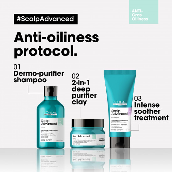 L'OREAL PROFESSIONNEL PARIS Professionnel Scalp Advanced Anti-Oiliness Dermo-Purifier Shampoo | For Oily Scalp | With Aha (300 Ml)