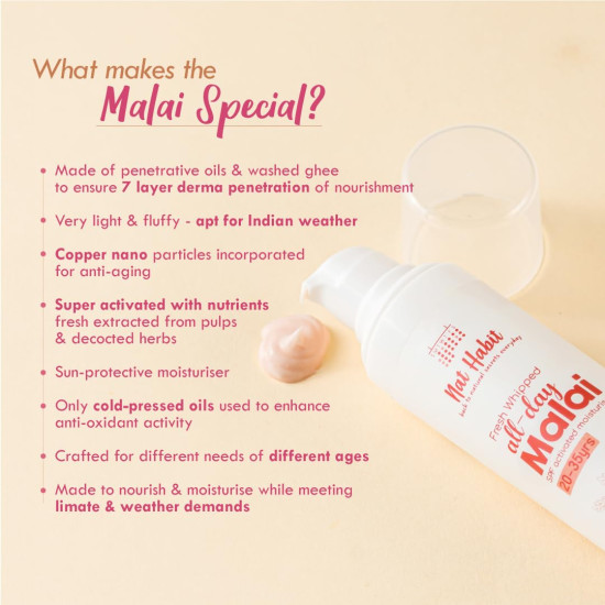 Nat Habit Fresh Whipped Tomato Patchouli Vit-B E C Youth Anchor All Day Face Malai Cream For Cold Winter Weather, Whipped With Raw Milk & Washed Ghee (20-35 Years) 30g Nat Habit Fresh Whipped Tomato Patchouli Vit-B E C Youth Anchor All Day Face Malai Cream For Cold Winter Weather, Whipped With Raw Milk & Washed Ghee (20-35 Years) 30g