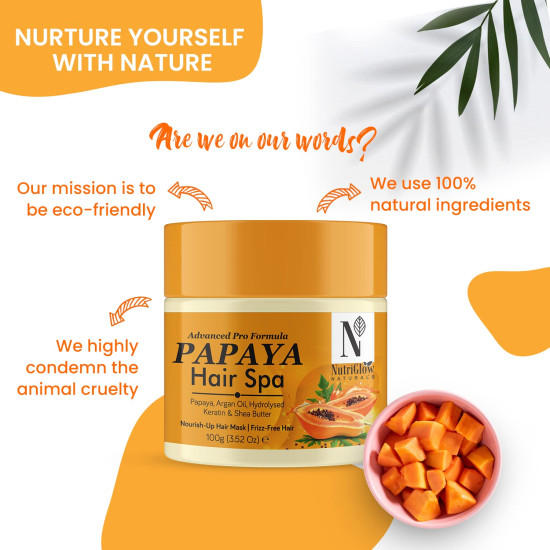 NutriGlow NATURAL'S Advanced Pro Formula Papaya Spa with Argan Oil for Shiny & Bouncy Hair (100 g)