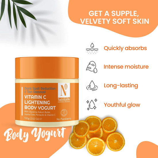 NutriGlow NATURAL'S Vitamin C Lightening Body Yogurt, Moisturize Skin, Deep Nourishing All Skin Type (100 g)