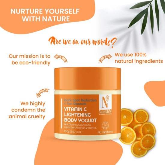 NutriGlow NATURAL'S Vitamin C Lightening Body Yogurt, Moisturize Skin, Deep Nourishing All Skin Type (100 g)