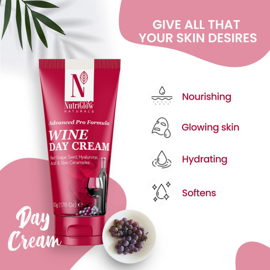 NutriGlow NATURAL'S Advanced Pro Formula Wine Day Cream for Brighter, Glowing Skin (50 g)