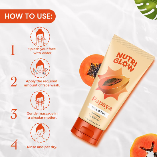 NutriGlow NATURAL'S Advanced Pro Formula Papaya for Skin Brightening & Tan Removal Face Wash (100 g)