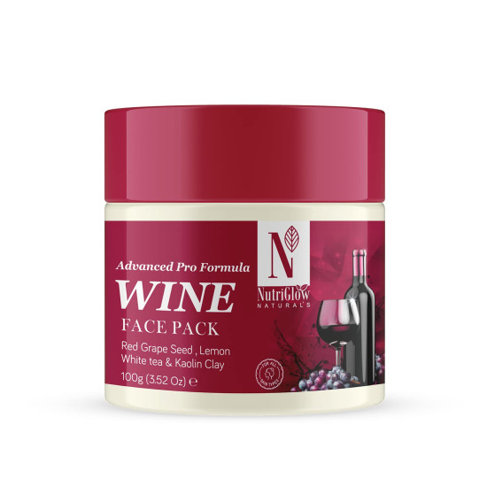 NutriGlow NATURAL'S Advanced Pro Formula Wine Face Pack for Glowing Skin with Kaolin Clay (100 g)