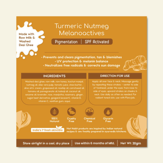 Nat Habit Turmeric Face Malai Cream for Skin Glow, Enhanced with Nutmeg for Pigmentation, 30g