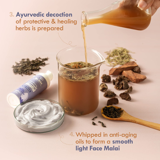 Nat Habit Coco Mogra Night Face Malai Cream, Ayurvedic Anti-Aging Formula with Vitamin E Enriched Cocoa for Radiant Skin and Restoration Overnight-30 gm