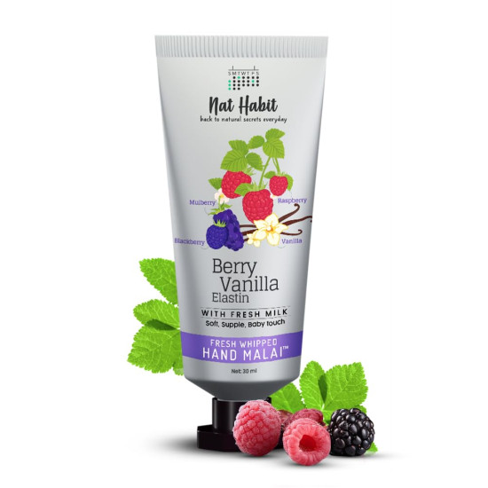 Nat Habit Berry Vanilla Hand Cream Fresh Whipped Hand Malai With Shea Butter For Men & Women, Hands Soft, Supple, Baby Touch Moisturization, Chemical Free (30 ml) Nat Habit Berry Vanilla Hand Cream Fresh Whipped Hand Malai With Shea Butter For Men & Women, Hands Soft, Supple, Baby Touch Moisturization, Chemical Free (30 ml)