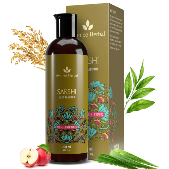 Avimee Herbal Sakshi Shampoo | Deep Cleaning Hair Shampoo | With Aloe Vera, Apple Cider Vinegar, Rice Protein & Tea Tree Oil | SLES Free | 200 mL