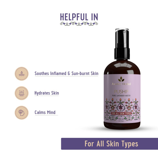 AVIMEE HERBAL Pushp Pure Lavender Water | Soothes Skin, Fights Acne & Relaxes Mind | With Lavender Oil | 110Ml