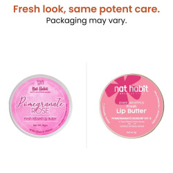 Nat Habit Lip Balm Fresh Infused Pomegranate Rose Lip Butter With Desi Ghee & Raw Honey For Lip Pigmentation, Lightening, Dark And Chapped Lips (8gm) (Pack of 2)