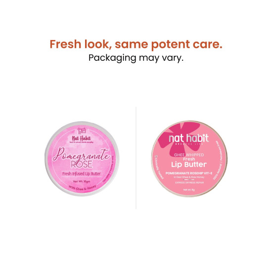 Nat Habit Lip Balm Fresh Infused Pomegranate Rose Lip Butter With Desi Ghee & Raw Honey For Lip Pigmentation, Lightening, Dark And Chapped Lips (8gm) (Pack of 2) Nat Habit Lip Balm Fresh Infused Pomegranate Rose Lip Butter With Desi Ghee & Raw Honey For Lip Pigmentation, Lightening, Dark And Chapped Lips (8gm) (Pack of 2)