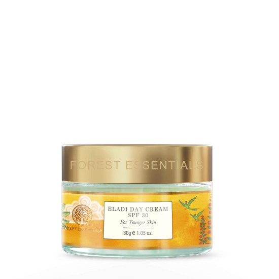 Forest Essentials Soundarya Radiance Cream With 24K Gold & SPF 25& Forest Essentials Eladi Day Cream SPF 30|Designed for Younger Skin|Unisex Face Cream|30 g