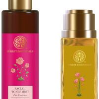 Forest Essentials Facial Tonic Mist Pure Rosewater & Forest Essentials Delicate Facial Cleanser Kashmiri Saffron & Neem