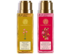 Forest Essentials Delicate Facial Cleanser Kashmiri Saffron & Neem& Forest Essentials Silkening Shower Wash Iced Pomegranate & Kerala Lime