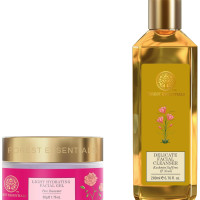 Forest Essentials Light Hydrating Facial Gel Pure Rosewater|Soothes & Renews Hydration|Unisex Face Gel|50 g & Forest Essentials Delicate Facial Cleanser Kashmiri Saffron & Neem